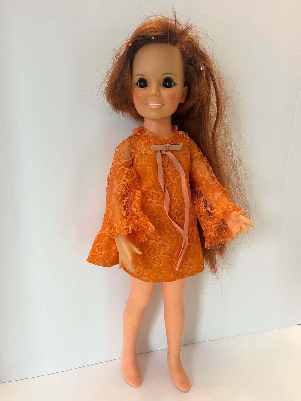 1969 Ideal Crissy Doll with Growing Hair and Original Orange Lace Dress